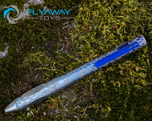 Anode Pen - Raindrops pattern in Blue Fade and Raw Bead Blast